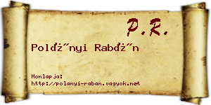 Polányi Rabán névjegykártya